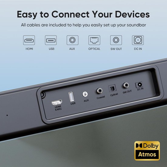 Krachtige 2.1 Soundbar met Dolby Atmos voor Thuisbioscoop Geluid — afbeelding 2