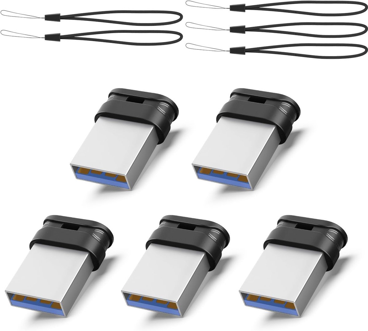 5-Pack USB 3.0 Flash Drives 16GB - Super Mini Geheugenstick Zwart voor PC en Auto