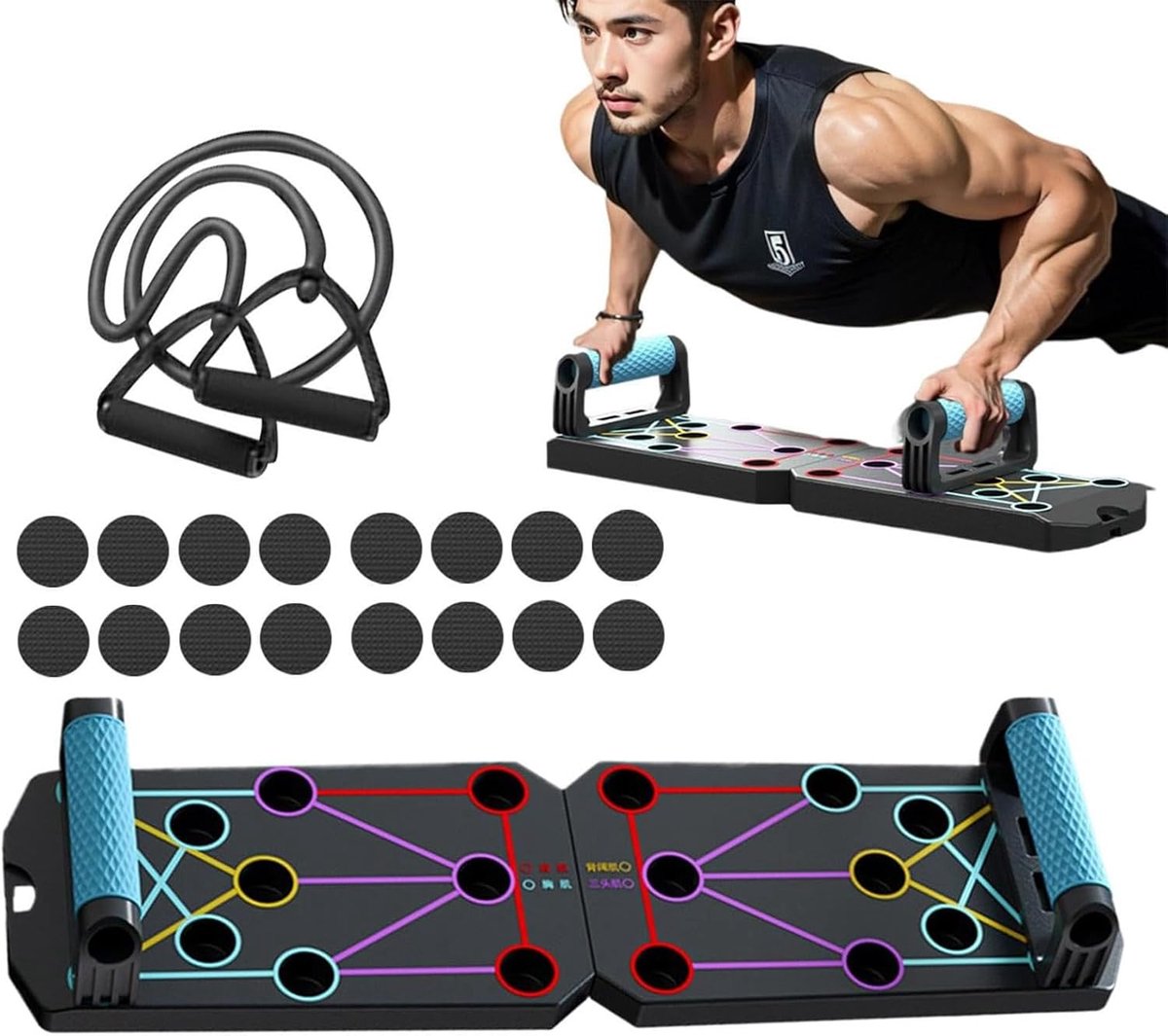 Opvouwbaar Oefenbord - Fitness Bord - Krachttraining Thuis - Verstelbare Kracht - 31x16x7cm - Zwart