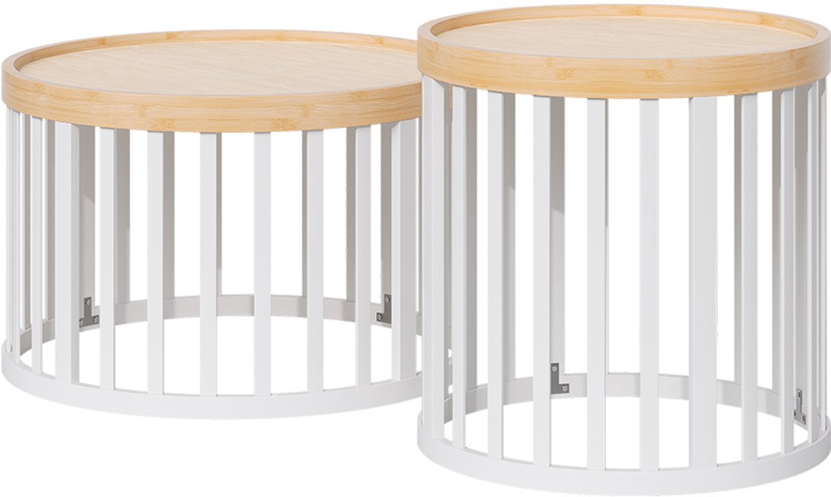Vicco Salontafel set Enara, Bamboe/Wit, x cm met 2 delen