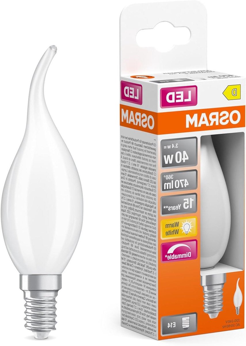 LED Lamp Filament - Dimbaar Warm Wit - Sfeervolle Verlichting - Mat Glas Ontwerp - E14 Fitting