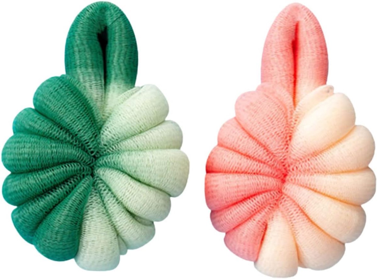 Badpuff Set - Douchebal Scrubber - Comfortabel Reinigen - Rijke Schuimvorming - 14x10cm - Willekeurige Kleuren