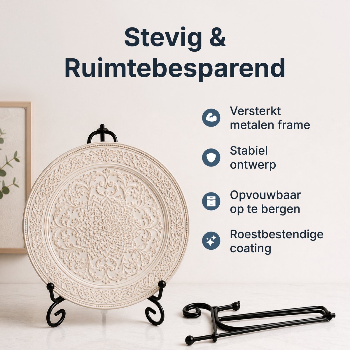 Luft Bordenstandaard - Groot - Borden en Boeken - Display - Standaard - Houder - Steun - Rek - Hanger - Sierborden - Kookboek - Zwart - Metaal — cadeau in Cadeau-ideeën - foto 2