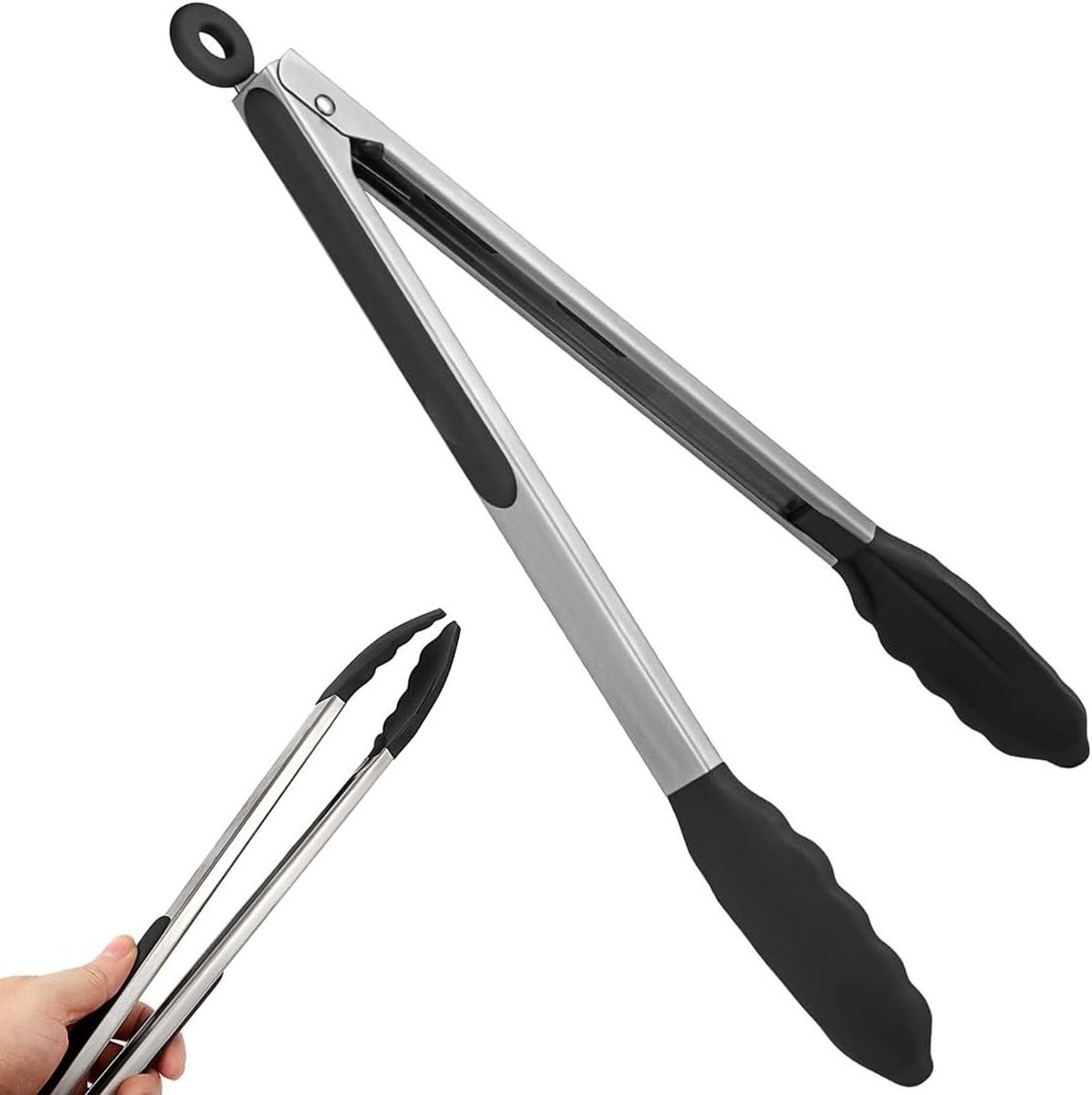 Keuken tang van roestvrij staal met antislip siliconen handvatten, vaatwasserbestendig, ideaal voor pasta, vlees, barbecue en meer!