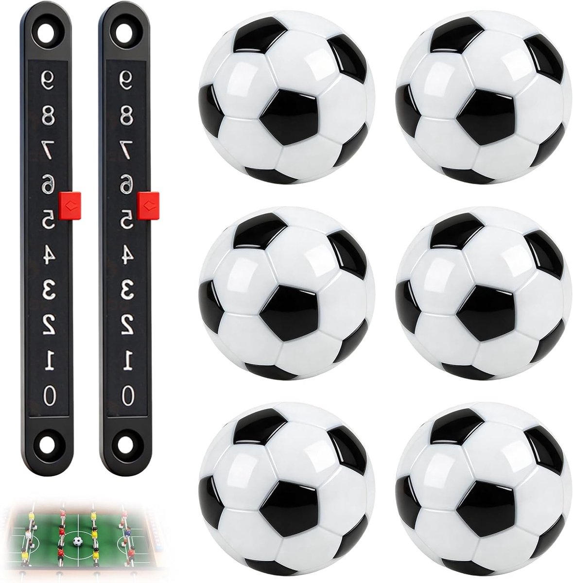 Mini tafelvoetbalspel met 6 spelers en 2 tellers, ideaal voor ontspanning en professionele wedstrijden