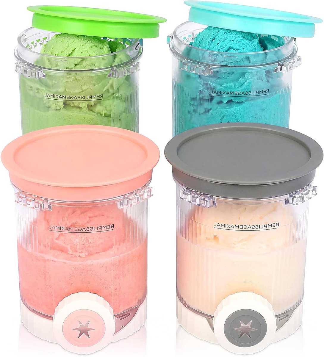 480 ml container voor Ninja Swirl Creami, ijshouder voor ijsmachine, BPA-vrij, vaatwasmachinebestendig, 4 stuks, ideaal voor zelfgemaakt ijs en sorbet
