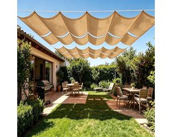 Uitschuifbaar Schaduwdoek - Golvende Luifel - Terras Zomerklaar - Waterdicht Polyester - 150 x 500 cm - Bruin