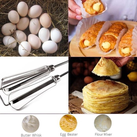Hand Crank Egg Beater - Hand Mixer Blender - Snel Ingrediënten Mixen - Automatische Rotatie - 25.5 cm - Oranje — afbeelding 2