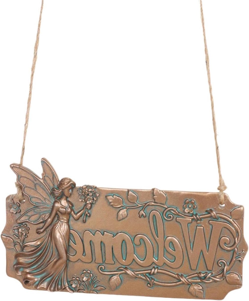 Welkomstbord Fee - Decoratief Bord - Entree Verfraaien - Weerbestendige Hars - 15 cm - Koper