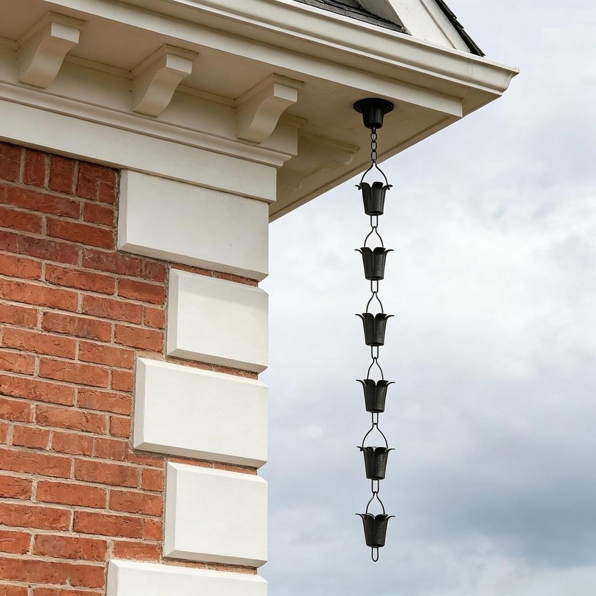 Regenketting - Gootketting Drainage - Water Opvangen - Decoratieve Waterpartij - 5 kopjes/meter - Zwart