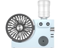 Ventilator met Verstuiver - Persoonlijke Koeler - Zomerse Koelte - Dubbel Mondstuk - 21.7 cm - Blauw