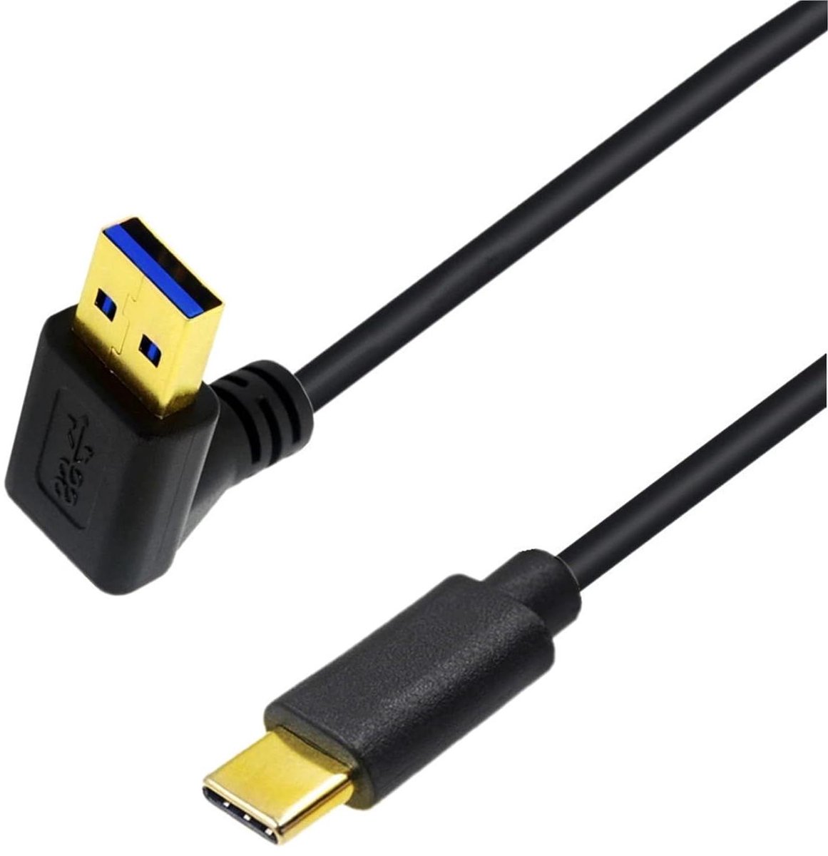 USB C Kabel - Oplaadkabel - Apparaat Verbinden - 90 Graden Hoek - 025 meter - Zwart