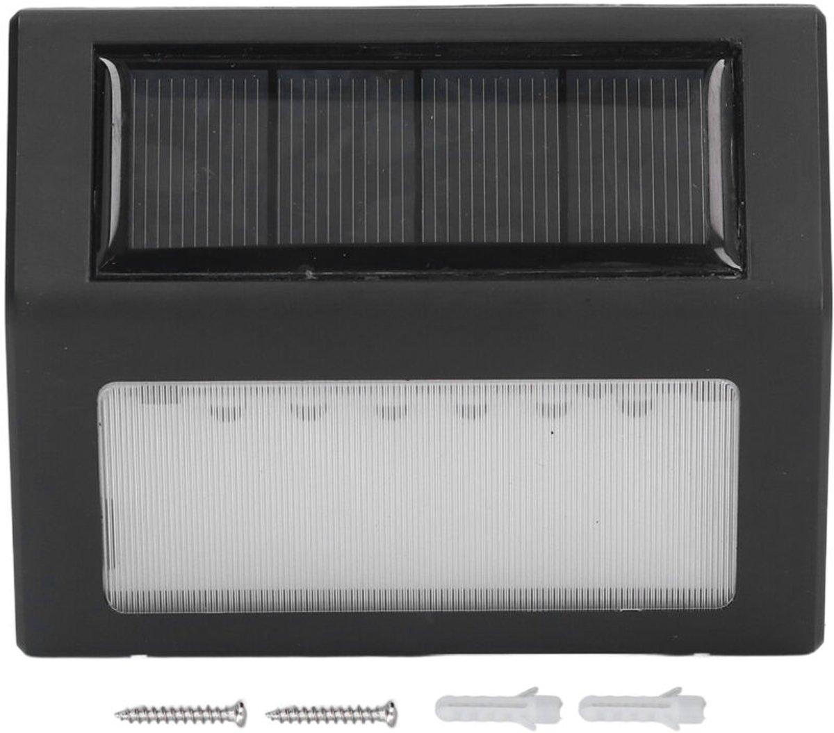Deze solar wandlamp geschikt voor 6 led's heeft een automatische cyclusfunctie geschikt voor een levensduur van 10.000 uur en een compact formaat, waardoor hij isgeschikt voor verlichting in gangen, trappenhuizen