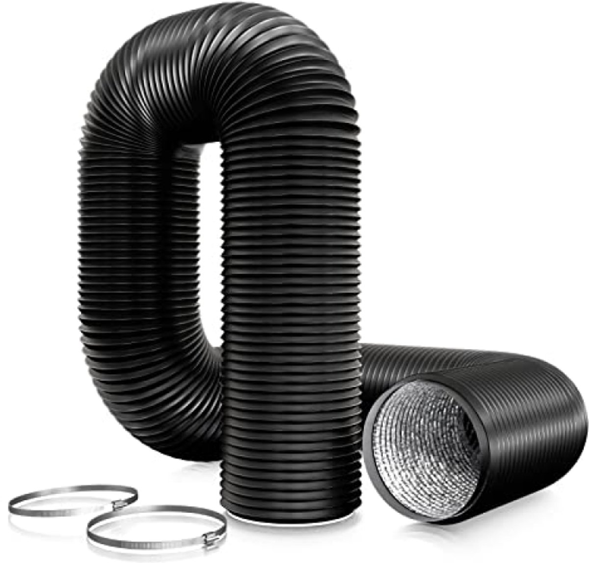 PromoHome Aluminium flexibele ventilatieslang met PVC-membraan 152 mm - 6 meter voor afzuigkap en buisventilator