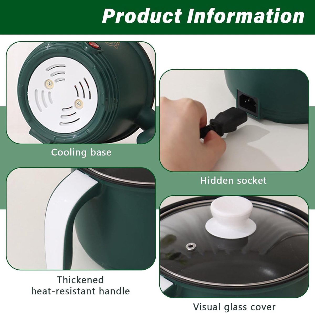 Elektrische Kookpan - Mini Multicooker - Snelle Maaltijden - Met Stoommandje - 1.5 Liter - Groen – foto 6
