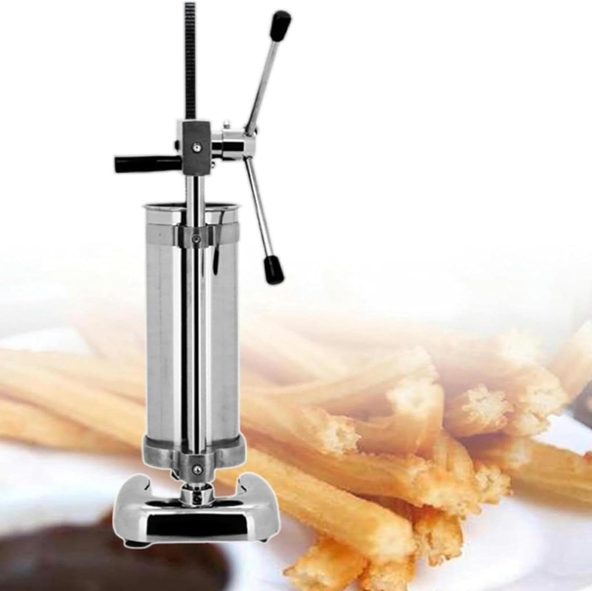 Churros Maker - Spaanse Donut Machine - Zelf Bakken - 3 Liter Capaciteit - 5 Mallen - Zilverkleurig