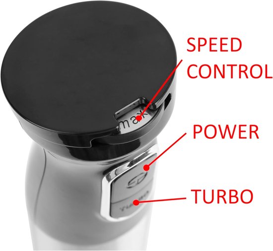 Hand Blender - Puree Staafmixer - Gladde Sauzen Maken - Krachtige 1000 Watt Motor - 1.2m Kabel - Zilver — afbeelding 2