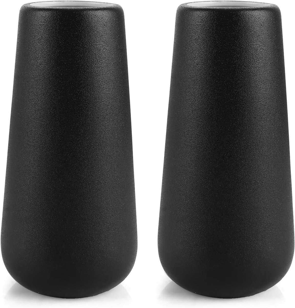 Set van 2 Zwarte Vazen - Matte Zwart Keramische Vazen van 20 cm voor Boho Decoratie, Perfect voor Pampasgras en Bloemen in Woonkamer en Keuken