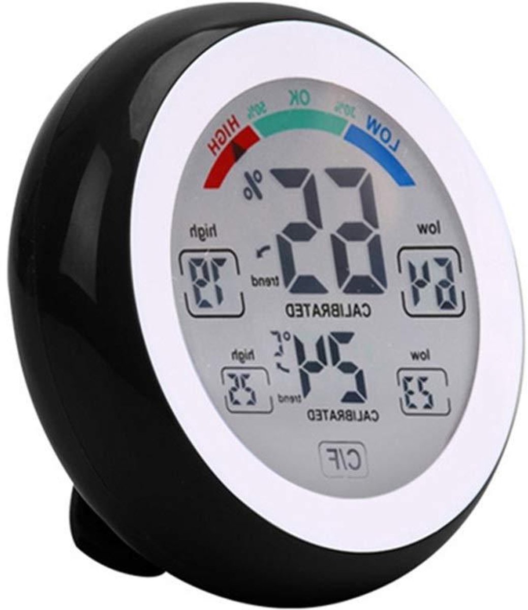 Digitale Thermometer Hygrometer - Touchscreen Weerstation - Binnenklimaat Monitoren - Touchscreen Bediening - 9x9x2.6cm - Wit