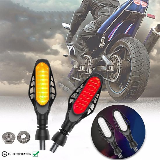 Motorfiets Richtingaanwijzers - LED Knipperlichten - Motor Verkeersveiligheid - Sequentieel Dynamisch Licht - Universeel 12V - Geel Rood — afbeelding 2