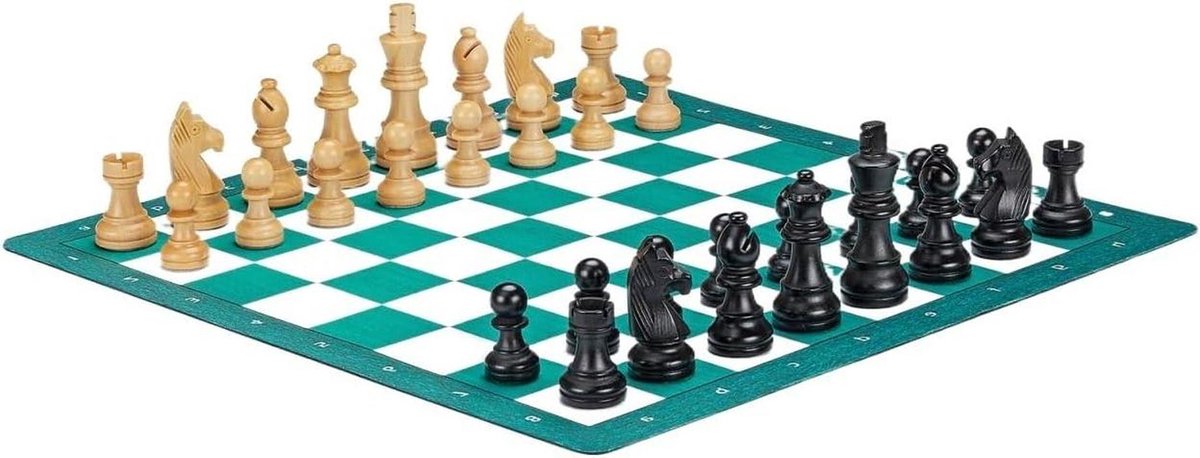 Opvouwbaar Schaakspel - Reis schaakset - Strategisch Spel - Massief Houten Stukken - 38x38 cm Bord - Groen