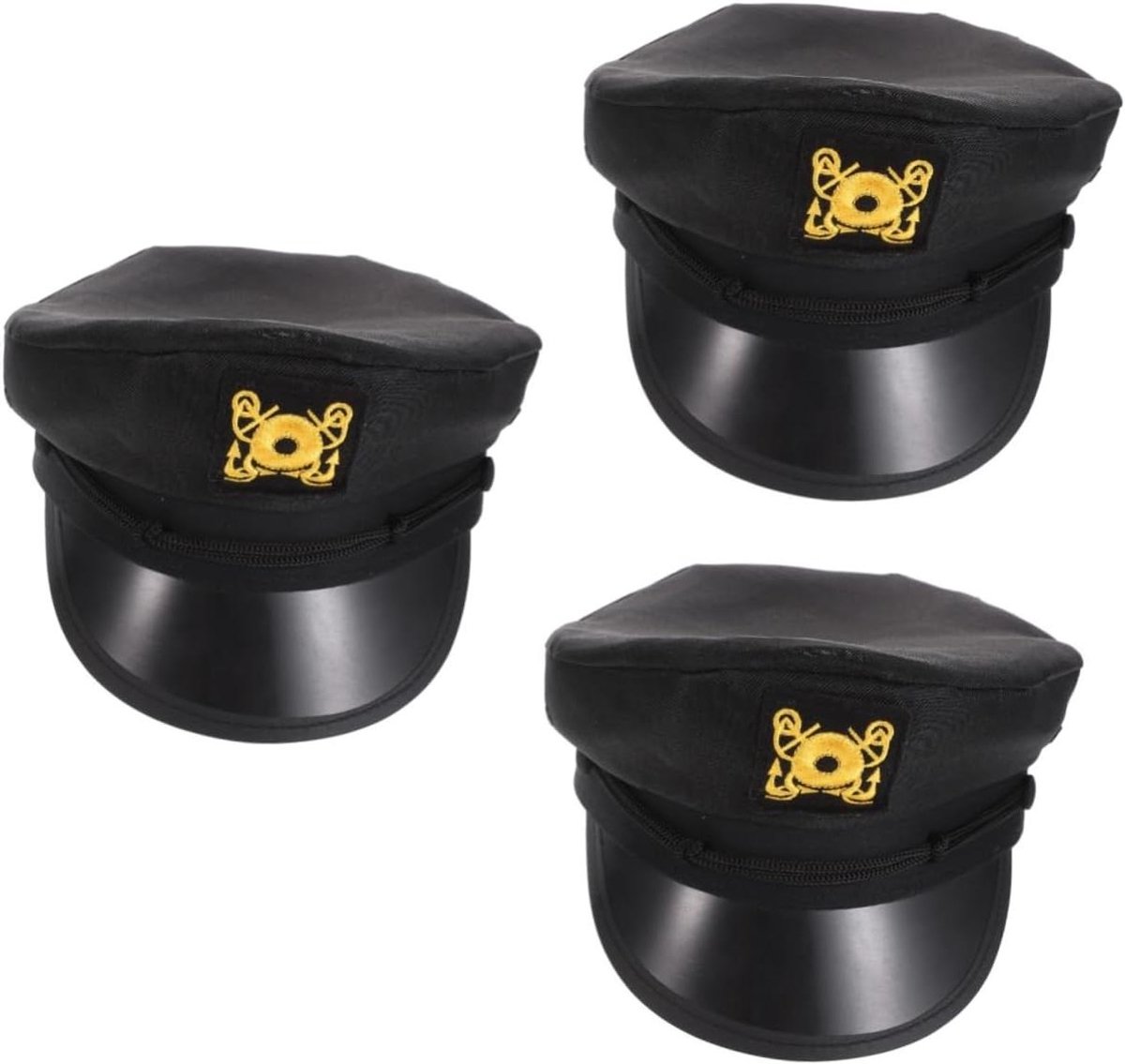 Kapiteinspet Set - Matrozen Hoed - Feest Accessoire - Zonnebescherming Rand - 3 Stuks - Zwart