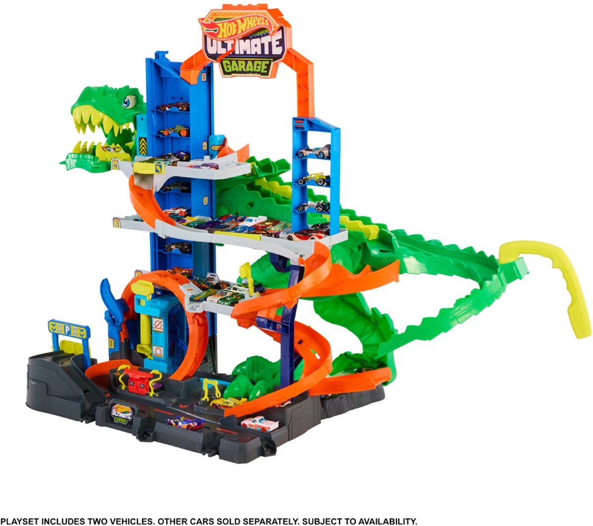 Hot Wheels City Ultieme T-Rex Garage - met 2 speelgoedauto's en opbergruimte voor meer dan 50 auto's — afbeelding 4
