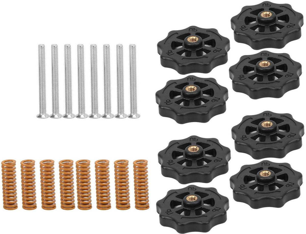 3D Printer Veerset - Nivelleeronderdelen - Stabiel Printen - Robuuste Constructie - 8 Componenten - Zwart