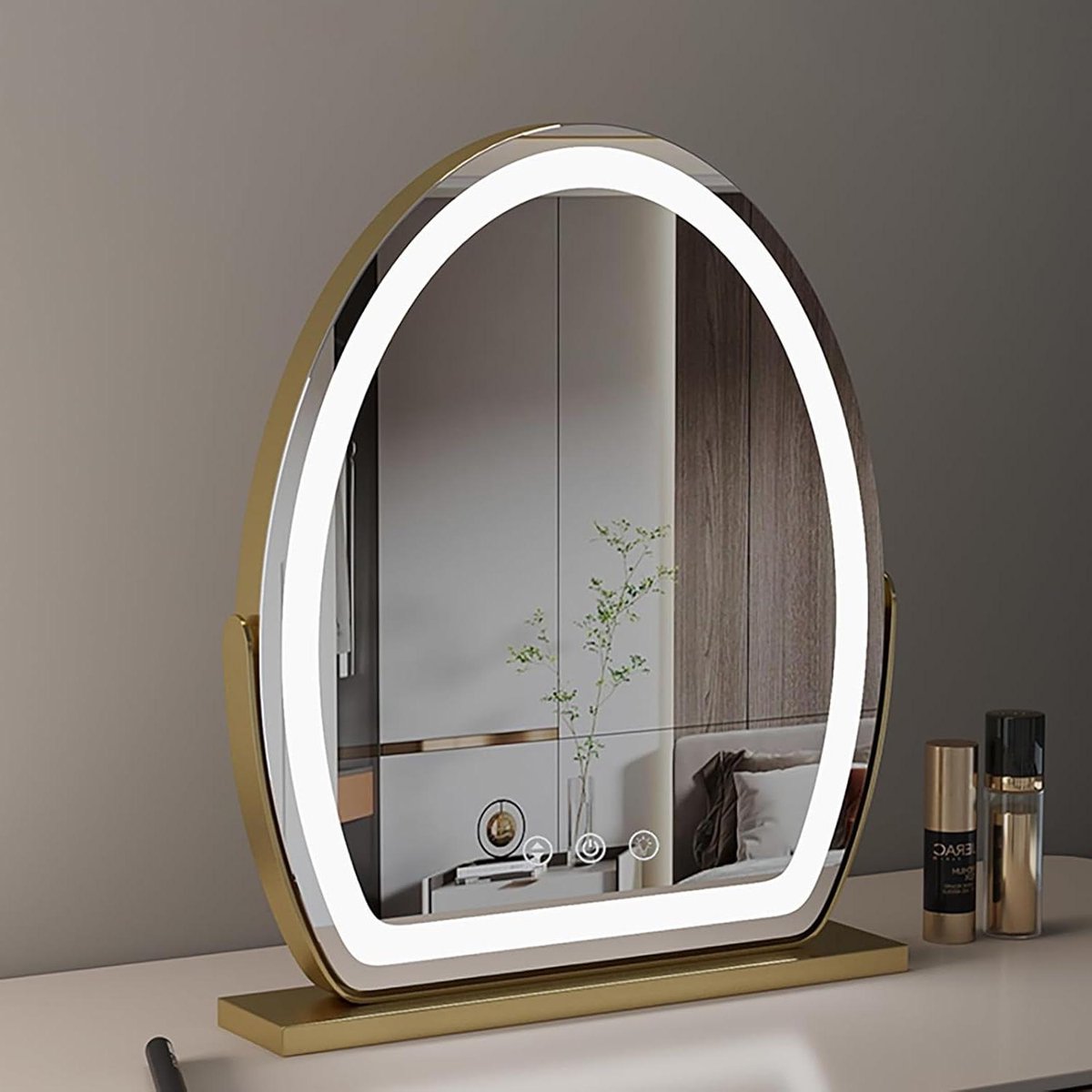 Vanity Spiegel - Kaptafel Spiegel - Make-up Aanbrengen - 360 Graden Draaibaar - 30x40cm - Goud