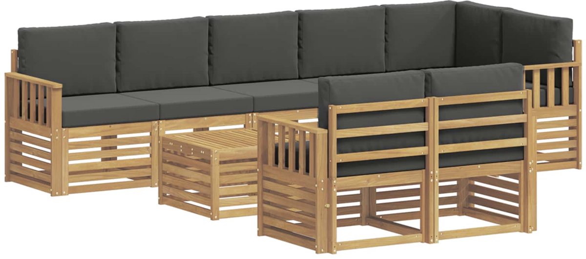 vidaXL Buiten - bank - set - 9 - st - 8-zits - Wit - en - antracietkleurig - Polyester Wit en antracietkleurig