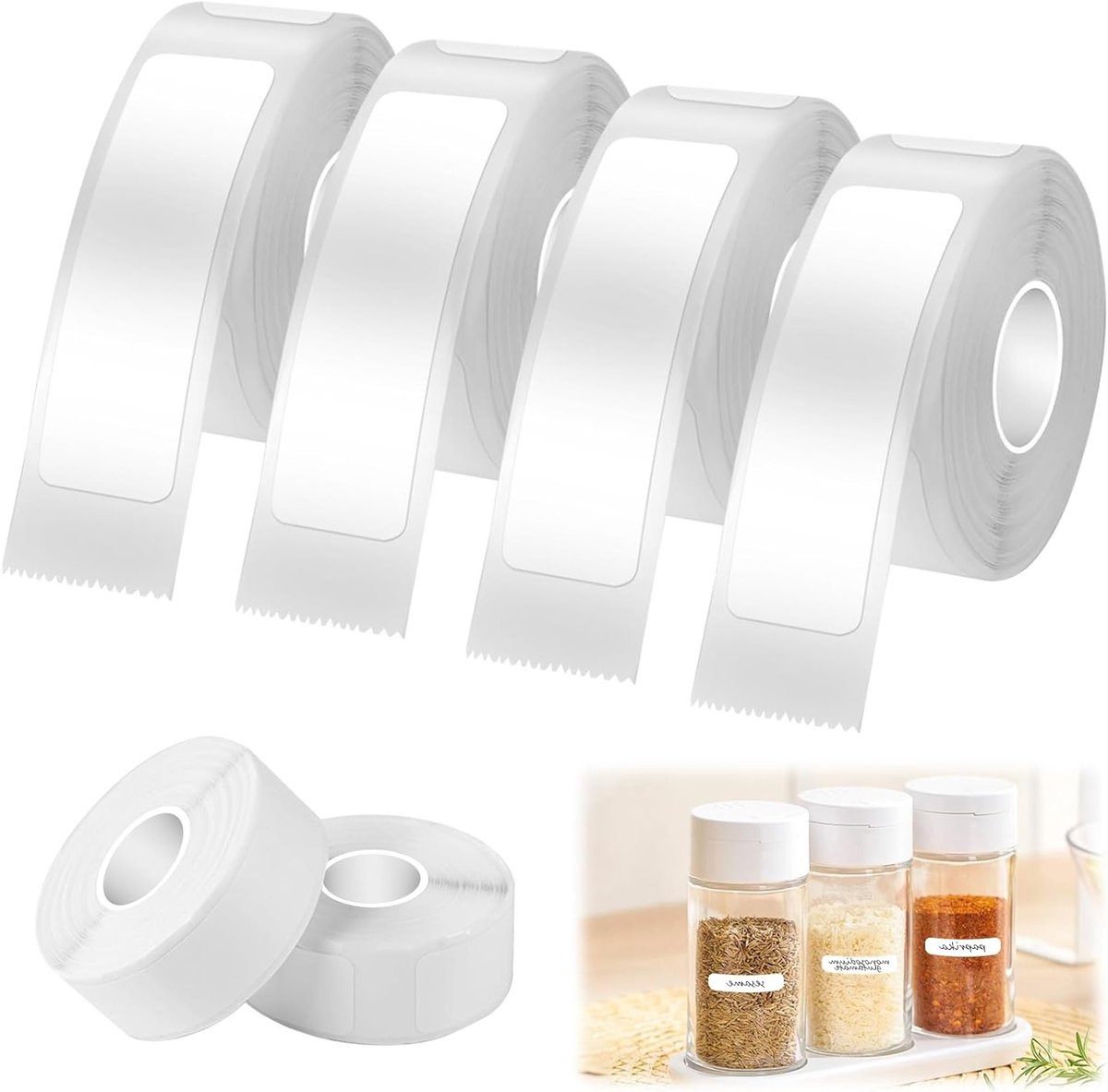 4 Rollen Zelfklevende Thermische Labels - 160 Labels per Rol - Waterdicht en Oliebestendig - Ideaal voor Kantoor, School, Keuken en Thuisgebruik