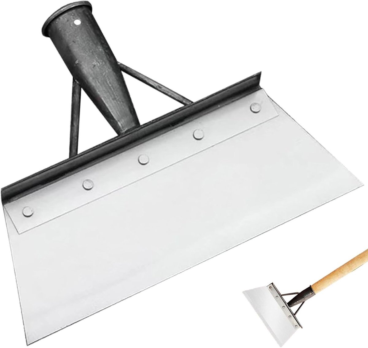 Tuinschep voor het verwijderen van onkruid, platte kop, ideaal voor tuinonderhoud en buitengebruik (23 cm zonder houten handvat)