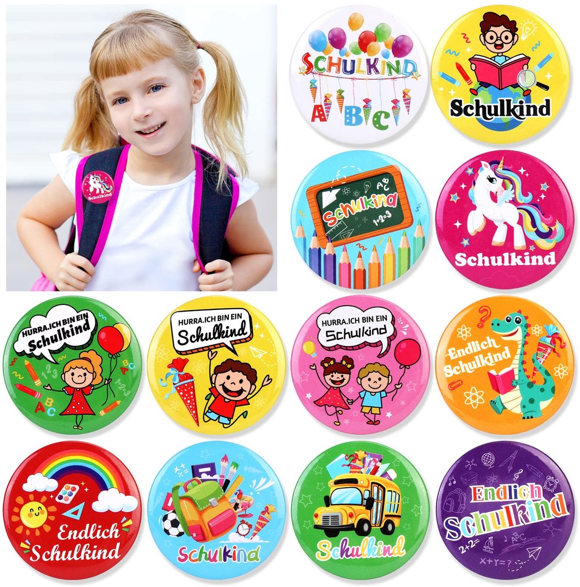Dailygoods - Button Aansteker voor Eerste Schooldag, 24 Stuks