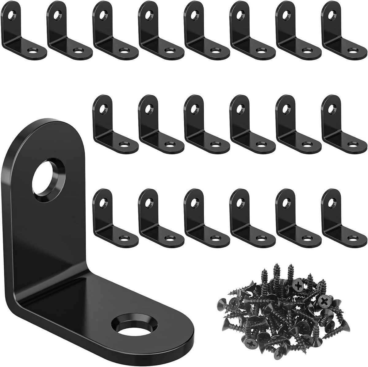Hoekverbinders 90 Graden - 20 Stuks Zwart, Metalen Hoekstukken voor Meubelmontage, Staal, Perfect voor Tafels, Stoelen en Boekenkasten