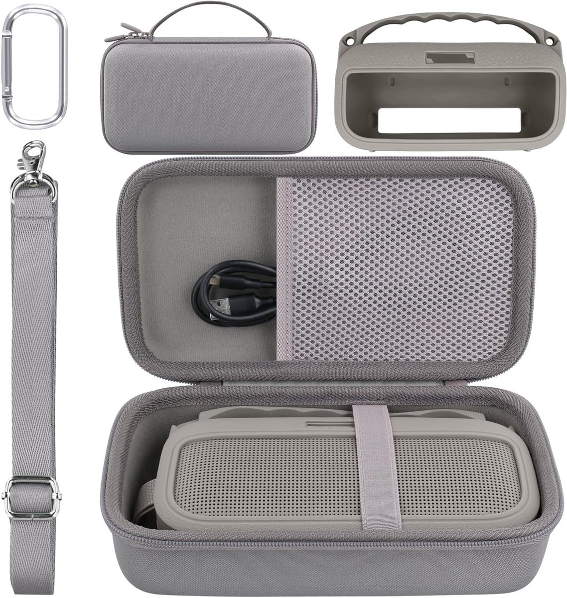 Duurzame Hard Travel Case en Siliconen Bescherming voor Draagbare Bluetooth Speaker met Flexibiliteit en Stijl