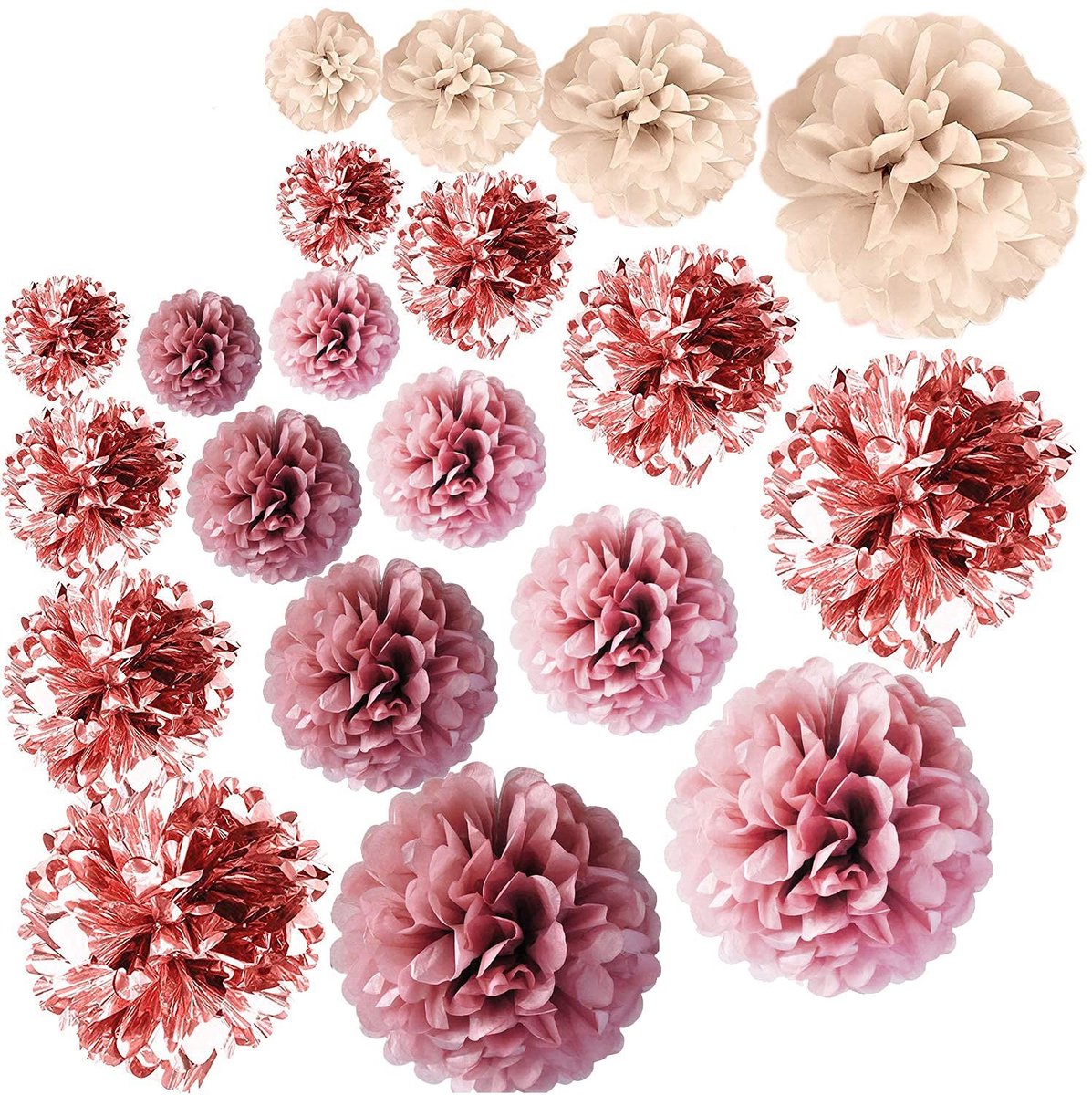 Dailygoods - 20 Stuks Handgemaakte Tissue Papier Bloemen voor Feestdecoratie