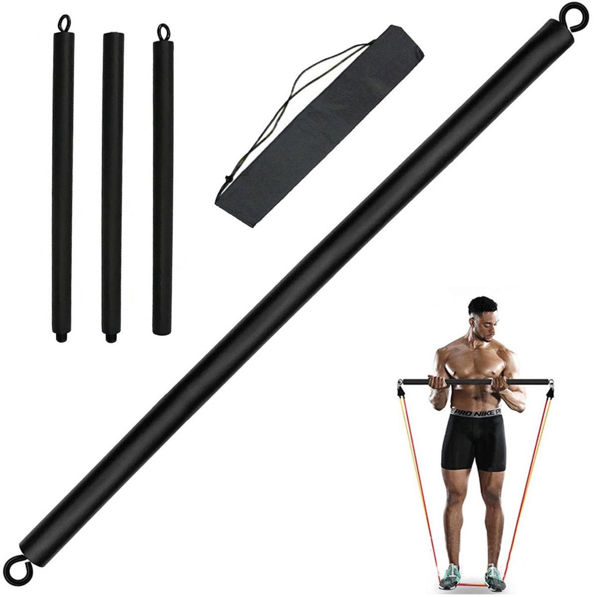 Dailygoody - Weerstand Band Bar - Pilates Bar - Heavy-duty weerstandsbar voor fitness - 1 m formaat - Thuis gym apparatuur - Geschikt voor unisex