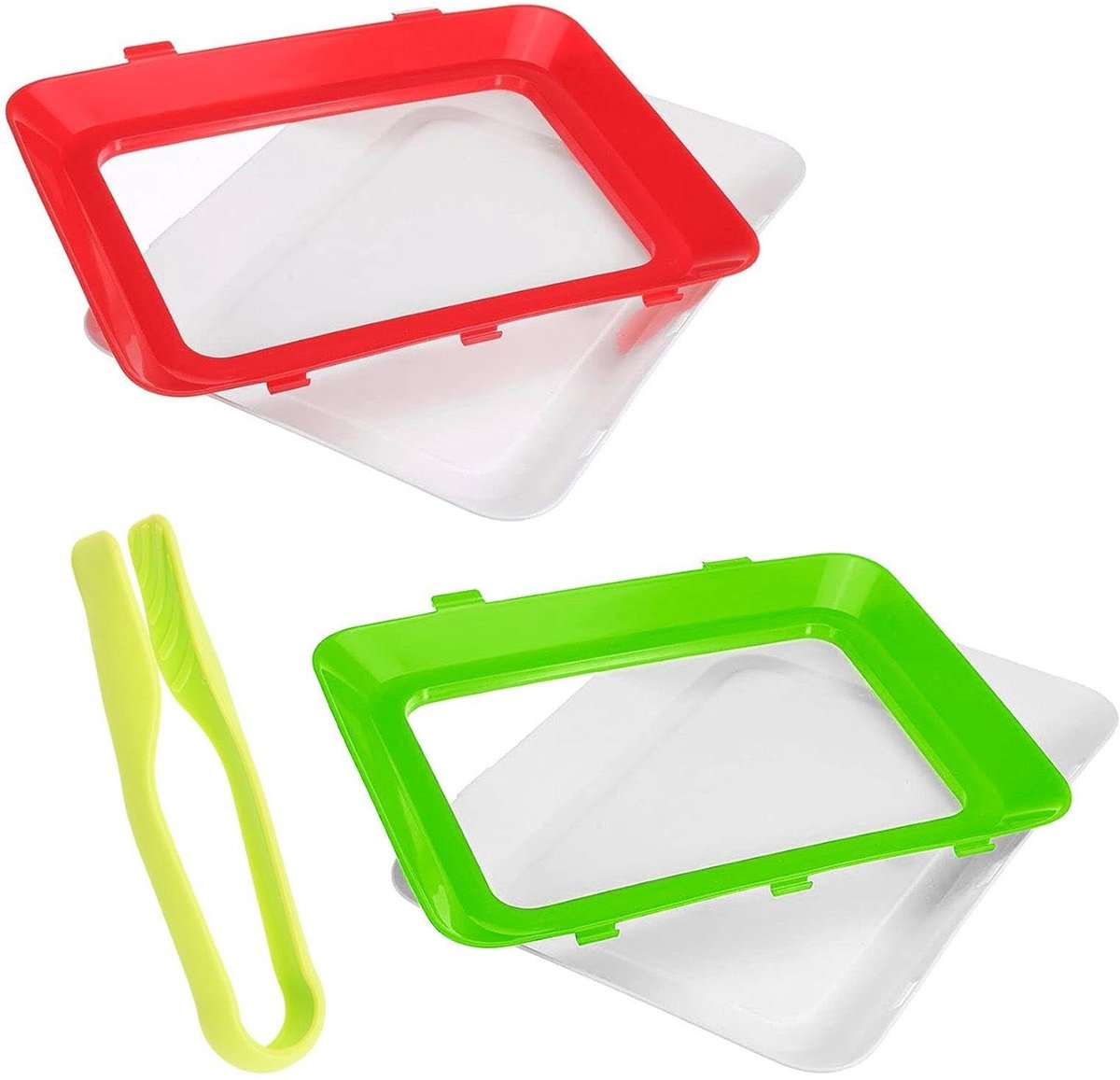 Dailygoody - Set van 2 multifunctionele food trays en 1 food clip - Herbruikbare opslag voor verse voeding