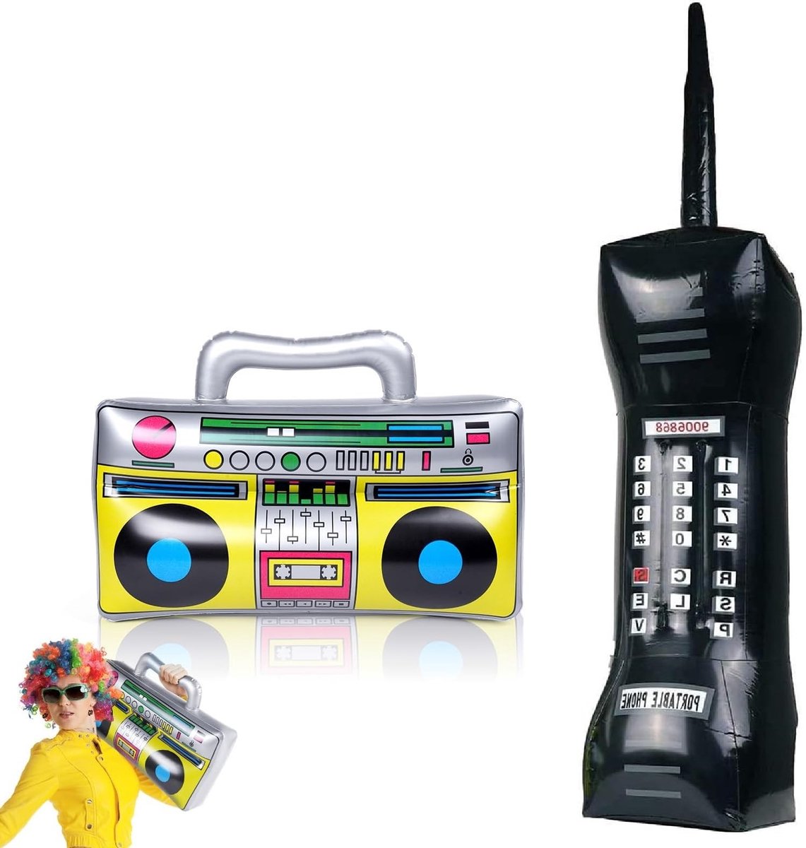 Dailygoody - Opblaasbare radio - Retro Rock Star - Feestdecoratie - Meerdere kleuren - Jaren 80 en 90 - Unieke accessoires voor themafeesten