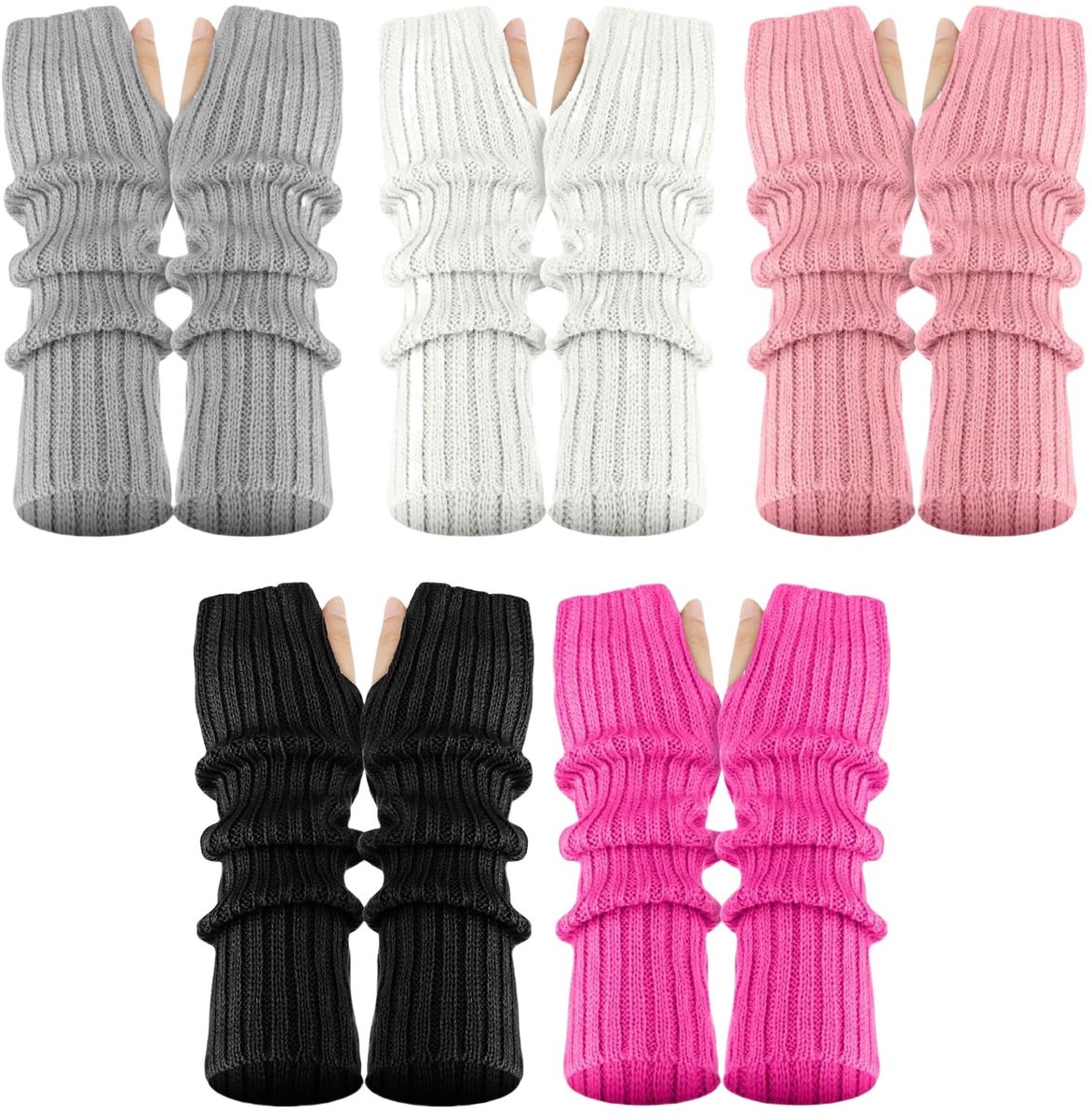 Dailygoody - Kawaii armstulpen - Warme handschoenen voor de winter - Multicolor - Y2K stijl - Geschikt voor meisjes en vrouwen - 5 paar