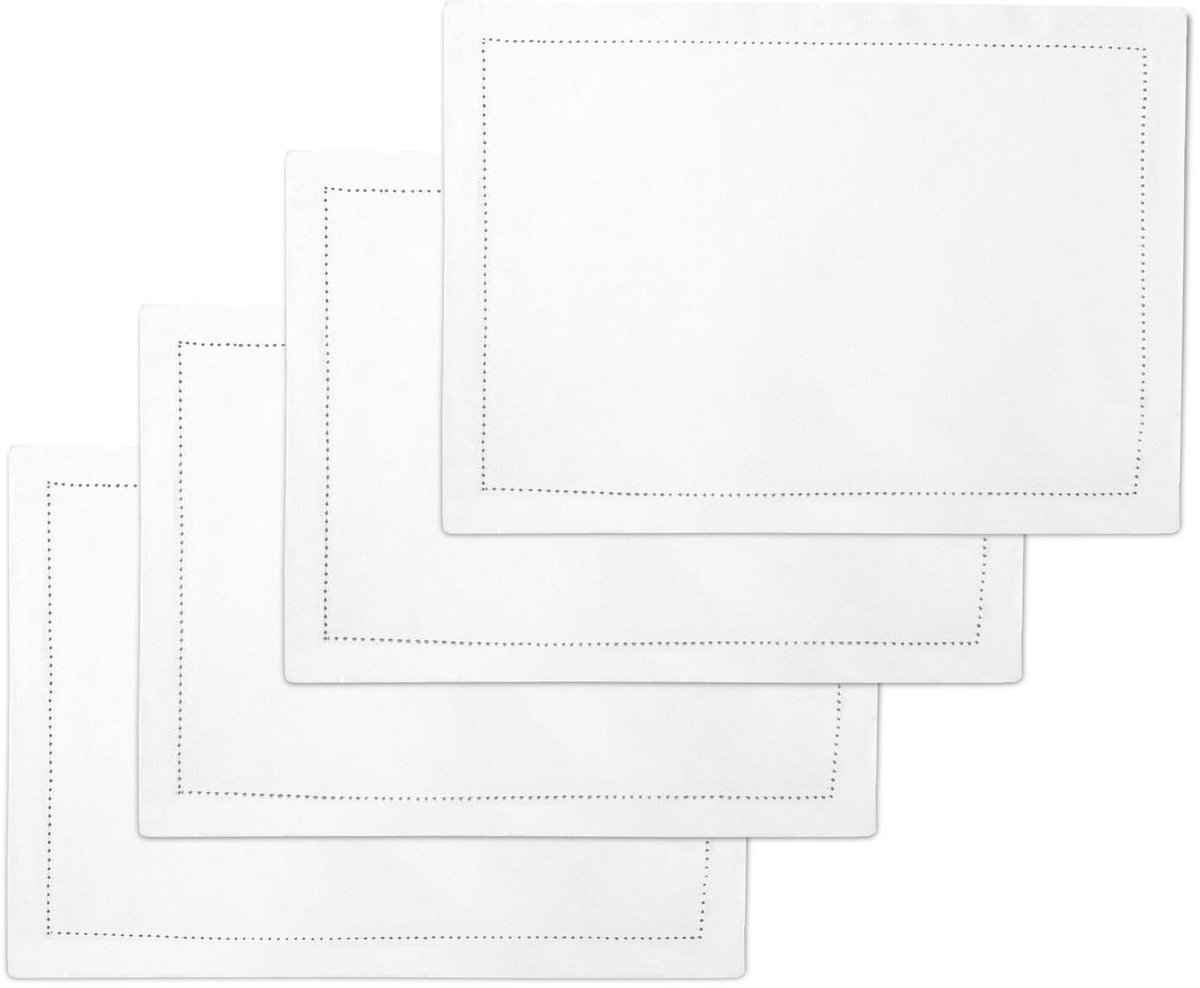 Dailygoody - Placemats Set van 4 - Eettafelmat - Wit - Katoen - Machinewasbaar - Rechthoekig 48,3 cm x 33 cm - Geschikt voor elke gelegenheid