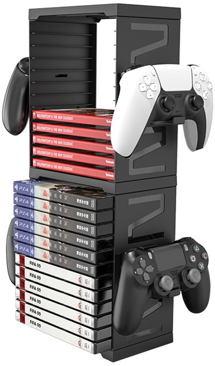Dailygoody - Video Game Opslagstandaard - Game Cases Houder - Ruimtebesparend - Zwart - Game Card Box - Voor 24 Spellen - Geschikt voor PS5 PS4 Xbox N