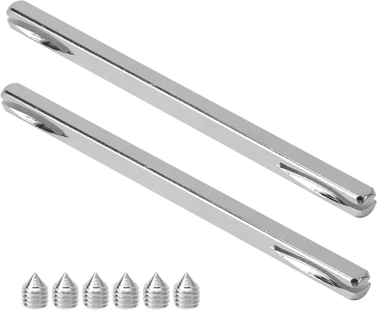 Set van 2 vierkante pinnen 8mm x 150mm voor deurhandgrepen met 6 M6 schroeven voor duwknoppen en deurhardware