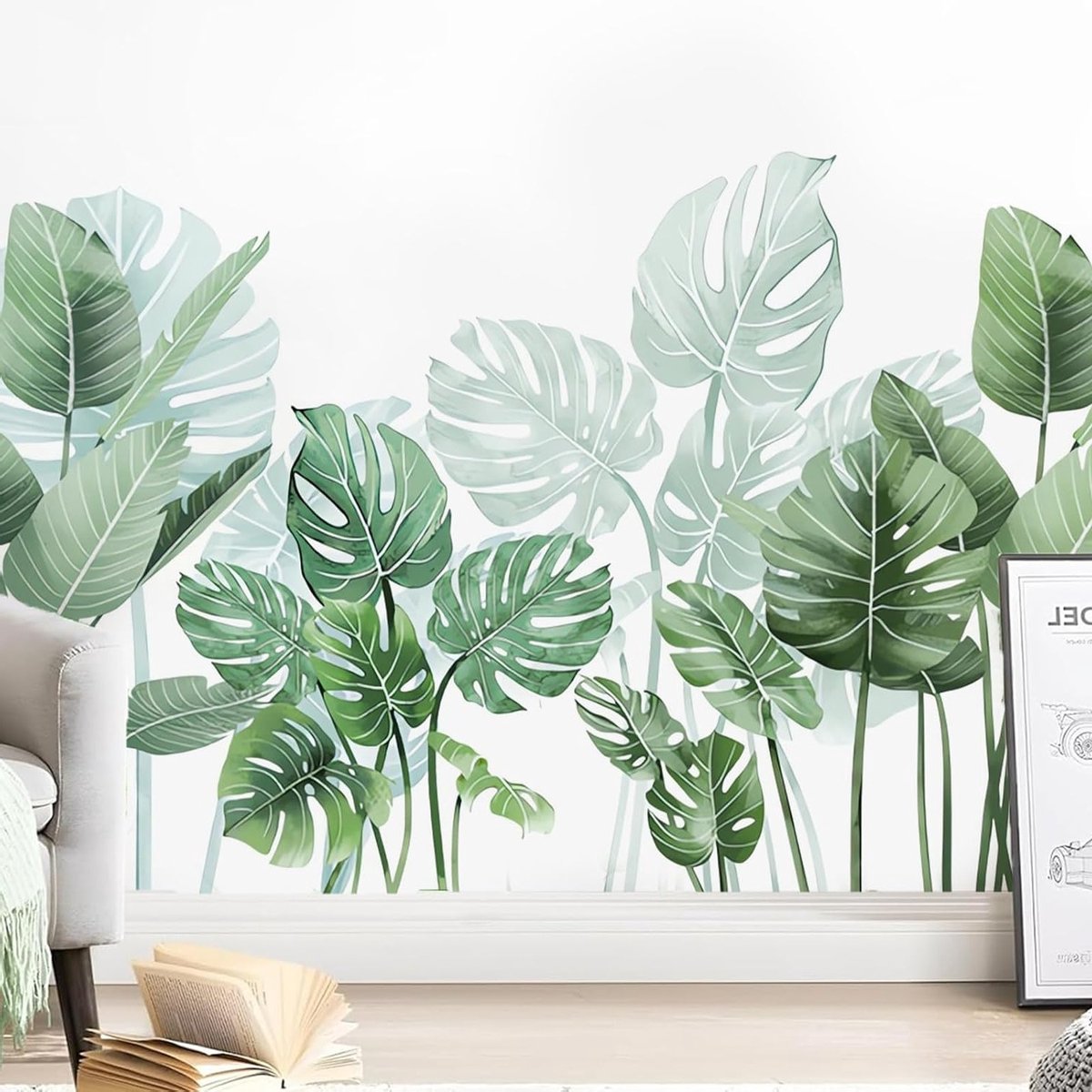 Planten Muurstickers voor Slaapkamer en Badkamer - Zelfklevende Jungle Decoratie voor Woonkamer, Hal en Kantoor