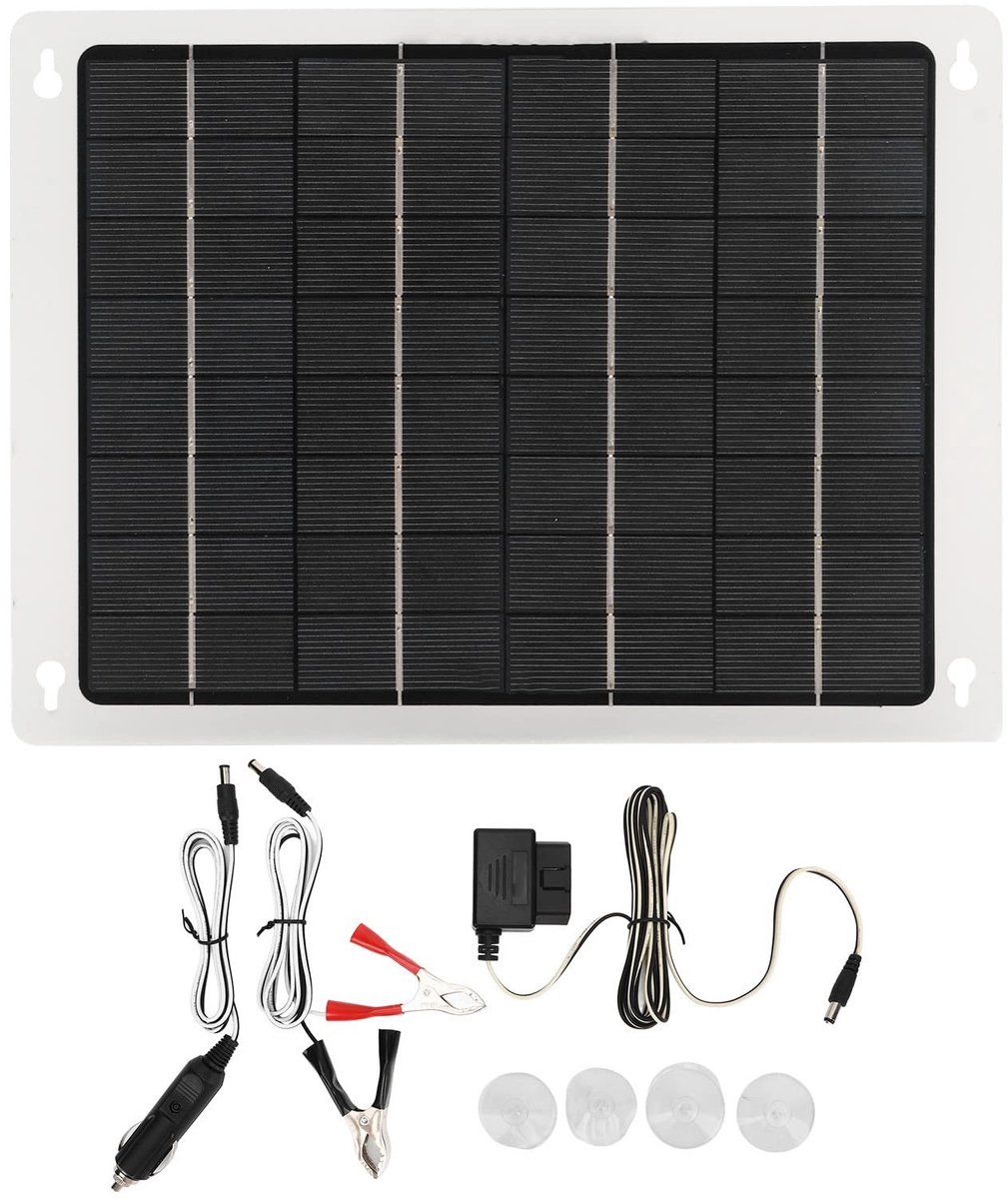 Dailygoods - Zonnepaneel - 20W 12V - Hoge efficiëntie - Compact - Voor auto, boot en camping - Ideaal voor buitengebruik