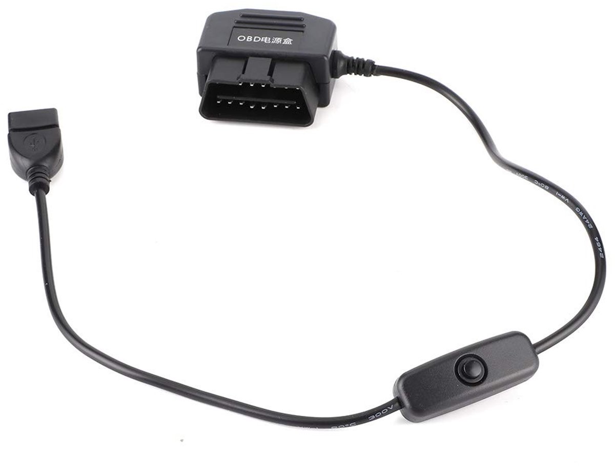 Dailygoody - OBD2 naar USB-oplaadkabel - Universele oplader - 18,9 inch - Geschikt voor autocamera en GPS - Makkelijk in gebruik - Directe aansluiting