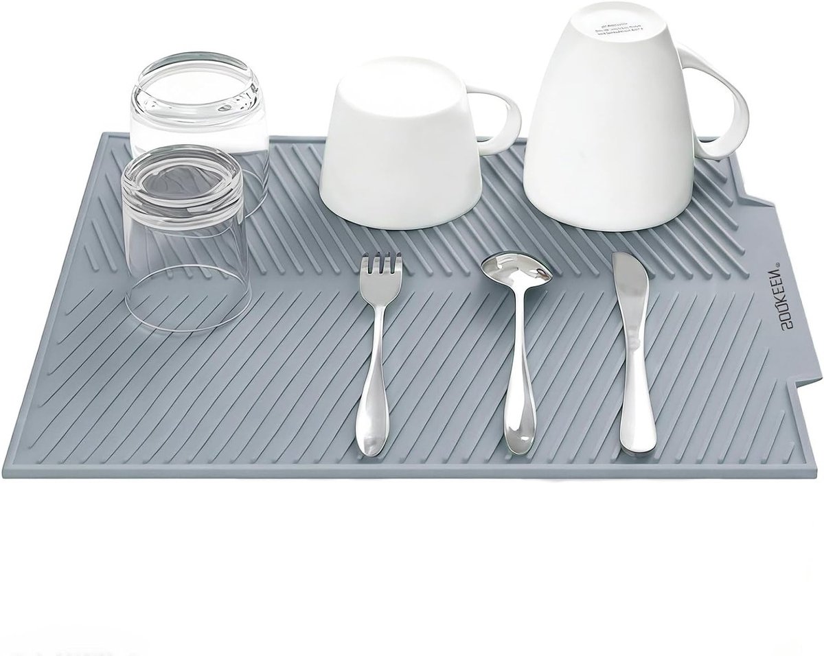 Minimalistische Siliconen Drenkmat Lichtgrijs 50 x 40 cm – Keuken, Afwas, Droogmat voor Borden en Bestek
