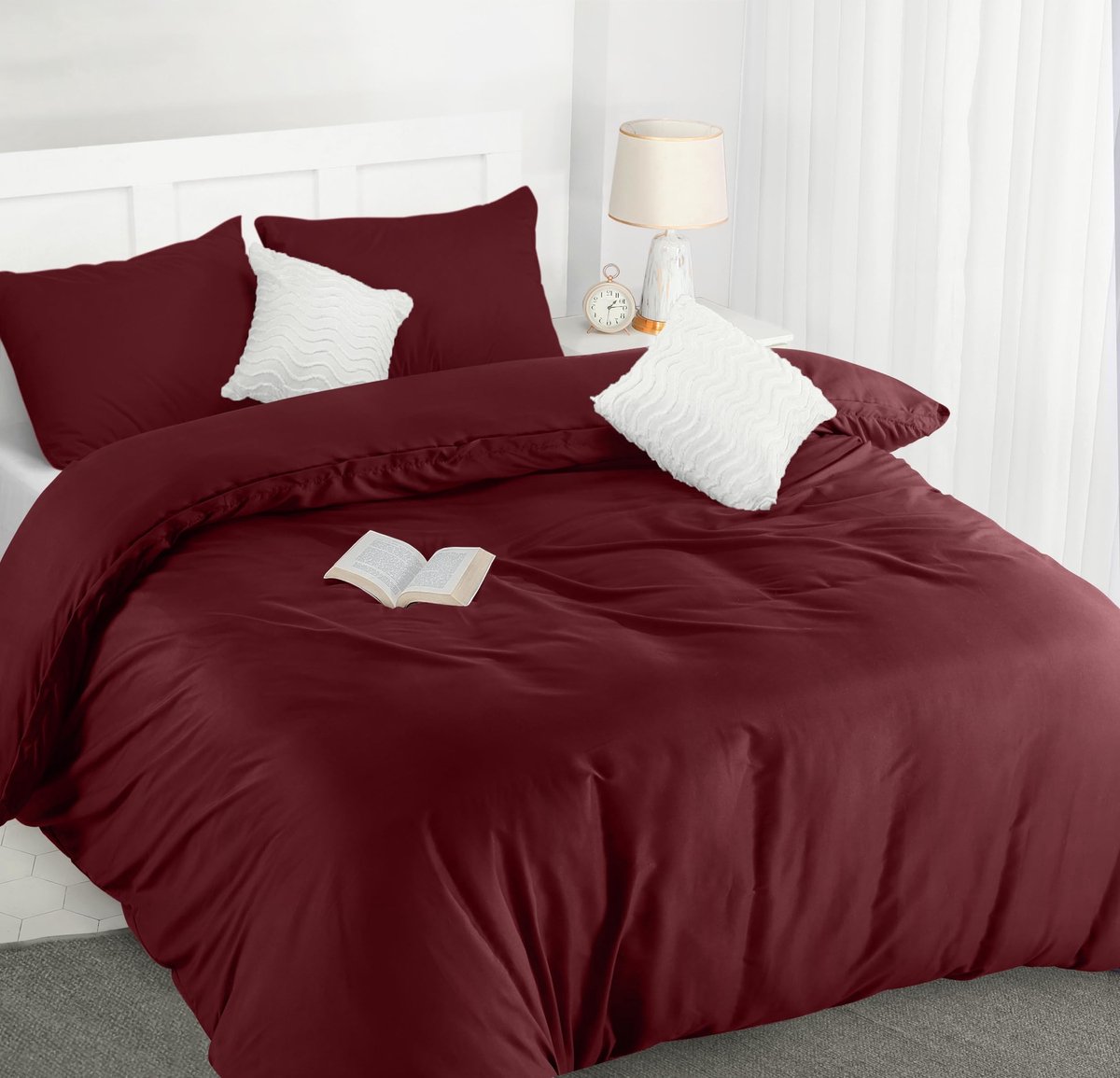 Dailygoods - Dailygoody - Dekbedovertrek Set - Zachte Microvezel - 200x200cm - Bordeaux - Beddengoed - Kussenslopen 50x75cm - Geschikt voor Volwassenen