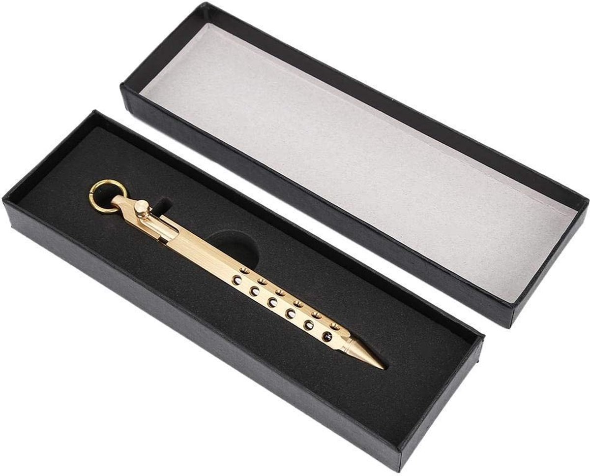 Dailygoods - Metalen messing handtekening pen - Premium balpen gel - Office business schrijven - Zwarte navulling - Duurzaam en elegant