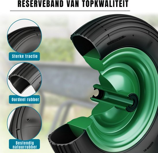 KAD® Kruiwagenwiel - Heavy-Duty Anti Lek Wiel voor Kruiwagen – Zeer Draagkrachtig & Slijtvast – Inclusief Montageset - Zwart - 37cm x 9cm x 37cm — afbeelding 4
